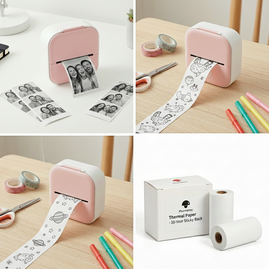 MemoMate™ Creator Bundle: Wireless Ink-Free Printer + 4 Sticker Rolls
